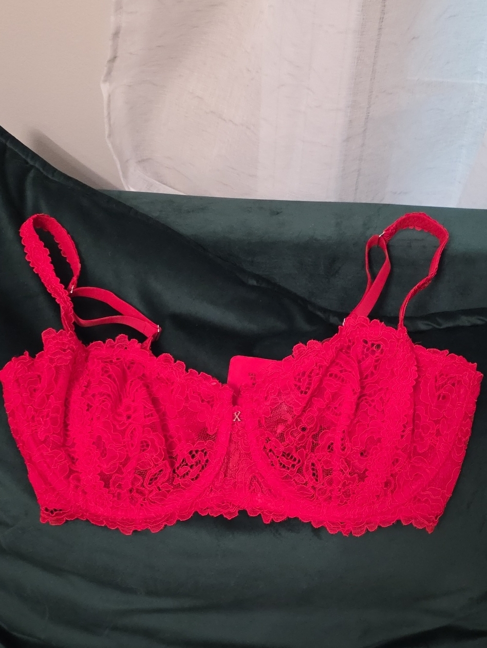 Savage X Fenty Red Lace Balconette Bra